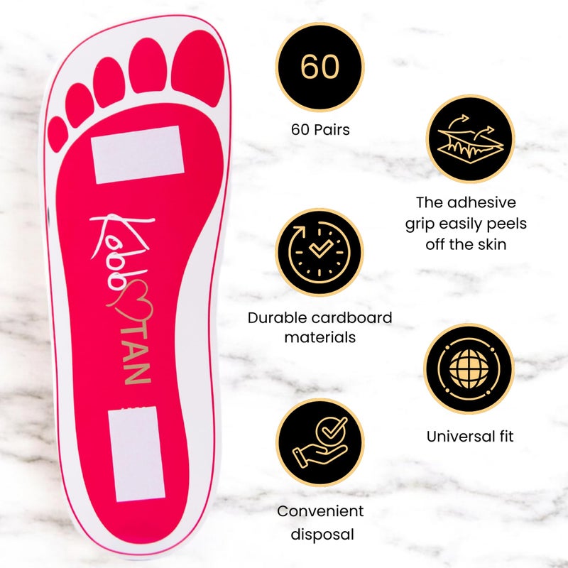 KOBBTAN 60 Pairs(120feets) Spray Tan Feet Pads Disposable & Economic Pink Feet pads for Spray tanning,Use in Tanning booth,Sunless Tanning at Home or Beauty Salon-Non Slip-Comfortable-Hygienic-Ultra Bronzing - Image 4